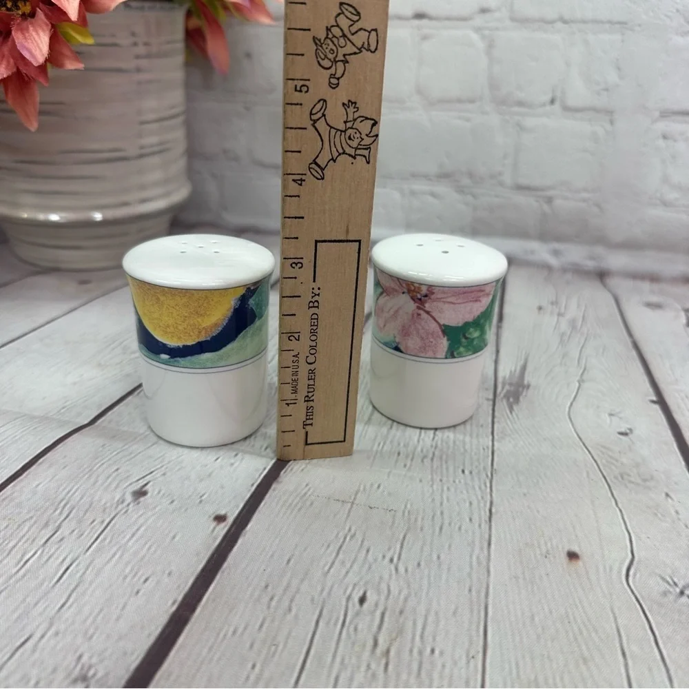 vintage 90s  Salt & Pepper Set Exotic Garden by Mikasa cottagecore tropical